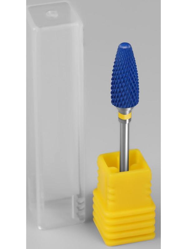 Фреза керамическая для маникюра «Кукуруза», супер мелкая нарезка, 6 × 15 мм, в пластиковом футляре, цвет синий