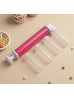 Аэрограф механический, 25×12×3 см, 4 ёмкости в комплекте, цвет МИКС