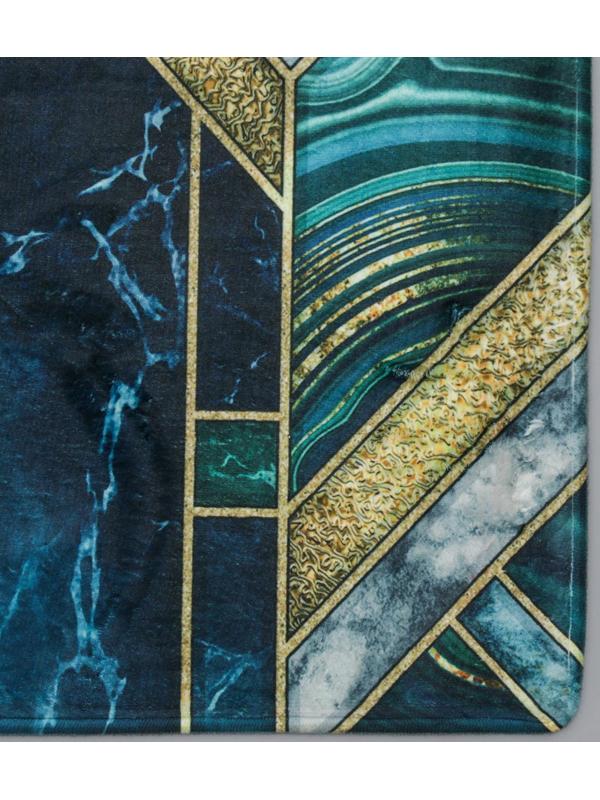 Набор ковриков для ванны и туалета Доляна «Малахит», 2 шт: 45×120, 45×75 см