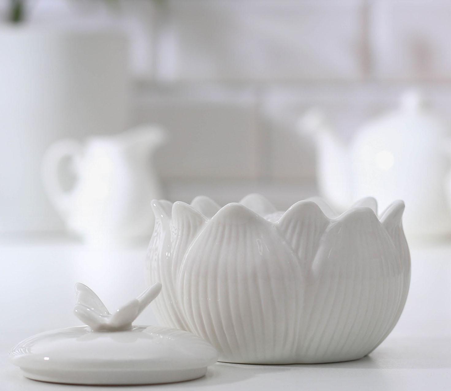 Сахарница керамическая «Цветок», цвет белый