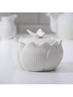Сахарница керамическая «Цветок», цвет белый