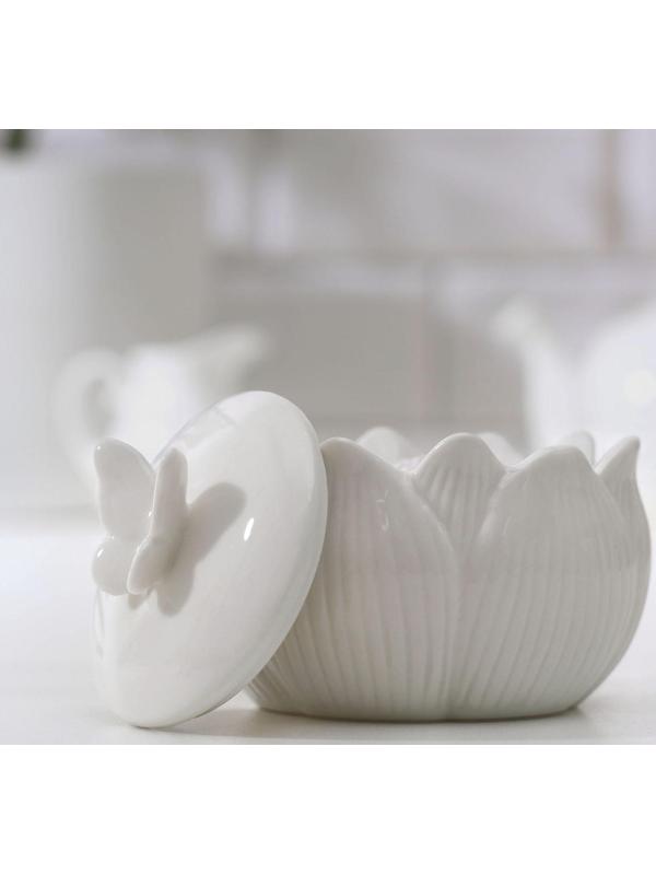 Сахарница керамическая «Цветок», цвет белый