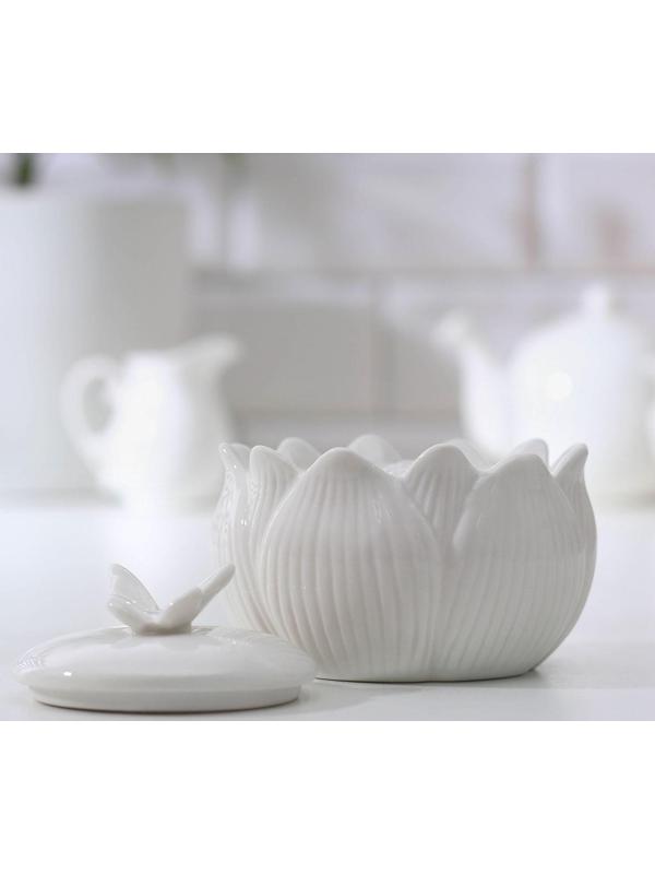 Сахарница керамическая «Цветок», цвет белый