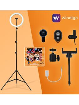 Набор Юного Блогера Windigo KIDS CB-97, лампа на штативе, микрофон, пульт, линзы, переходник