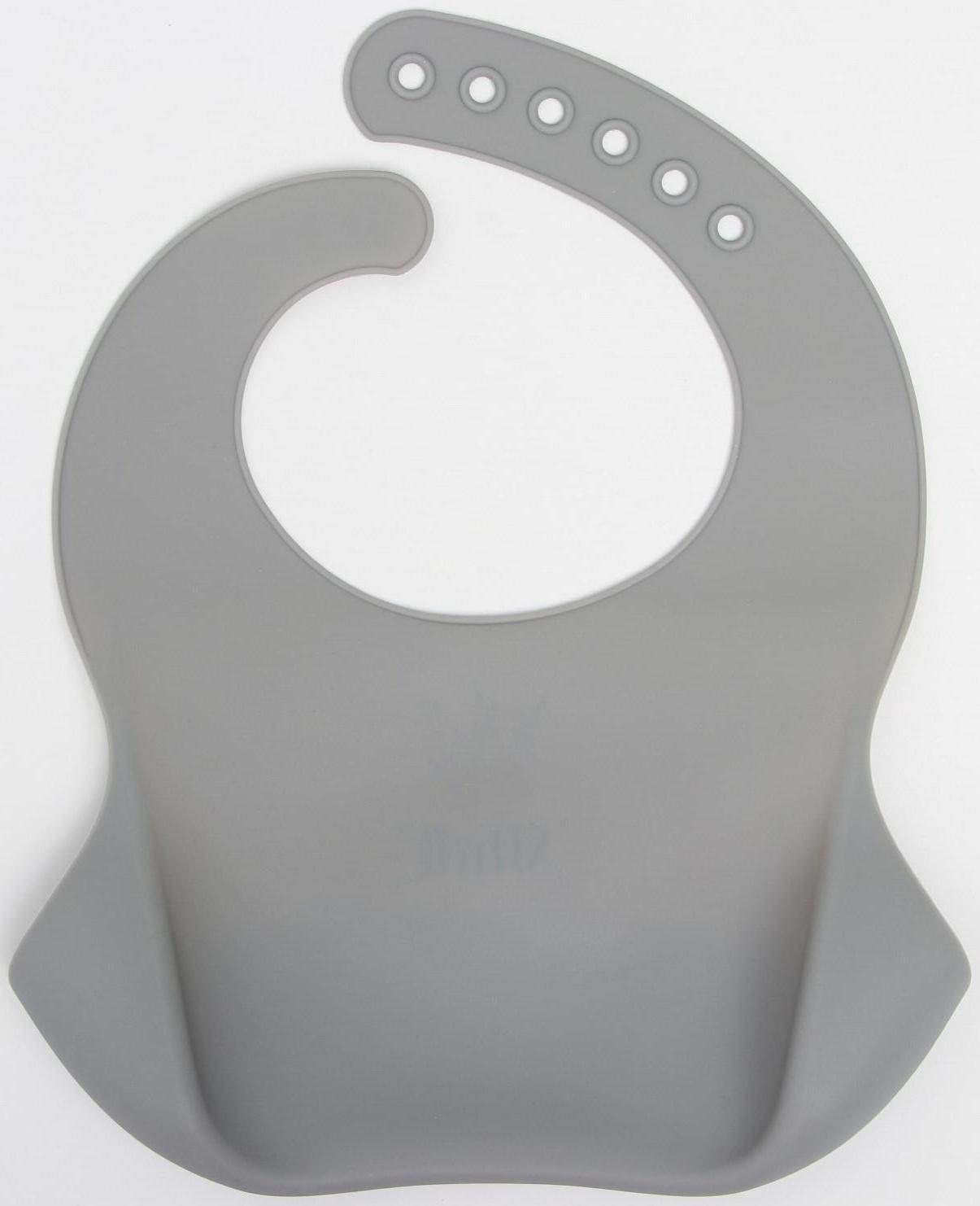 Нагрудник для кормления «Сияй» силиконовый с карманом, цвет серый