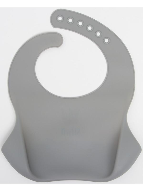 Нагрудник для кормления «Сияй» силиконовый с карманом, цвет серый