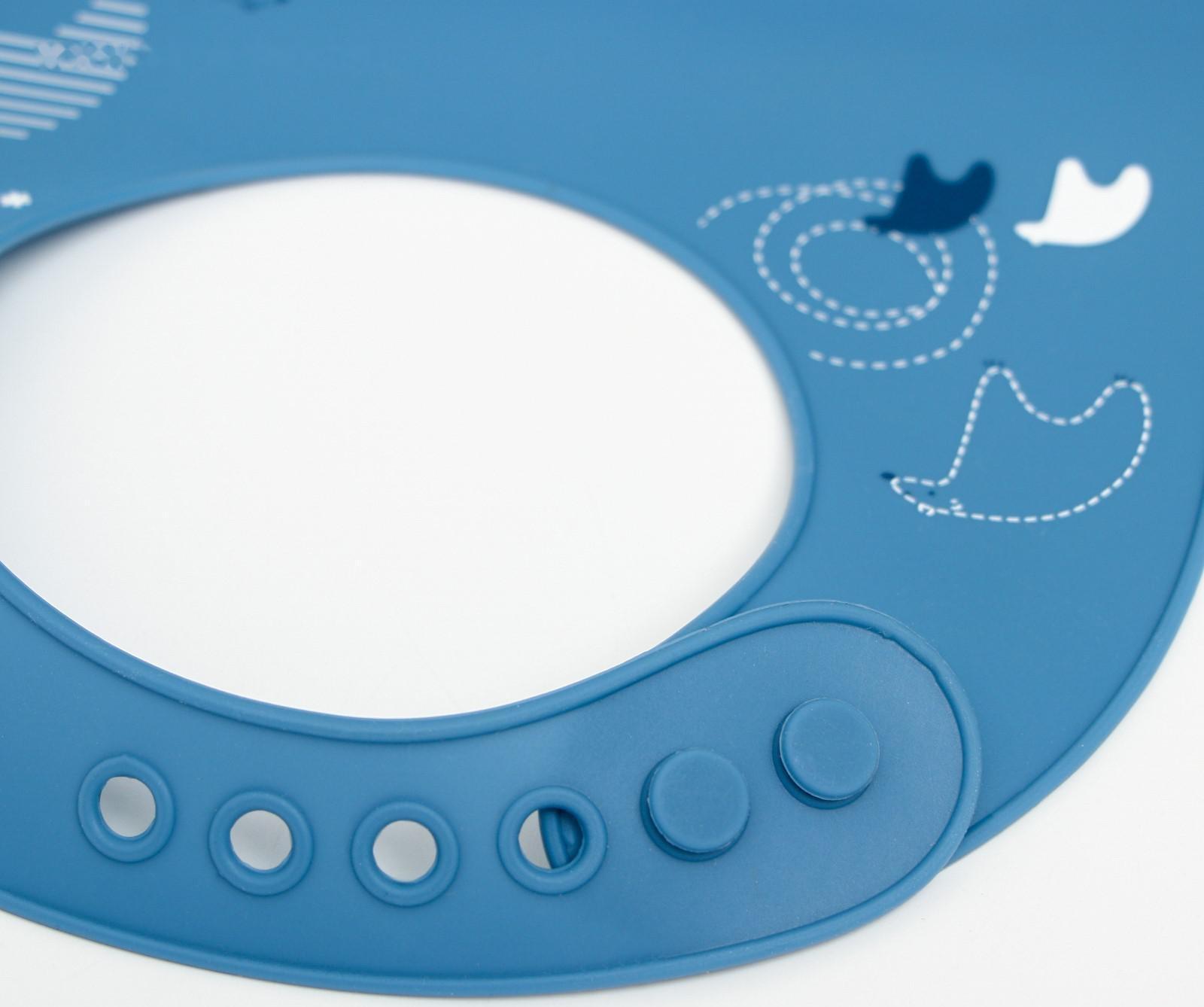 Нагрудник для кормления «Северный мишка» силиконовый с карманом, цвет синий