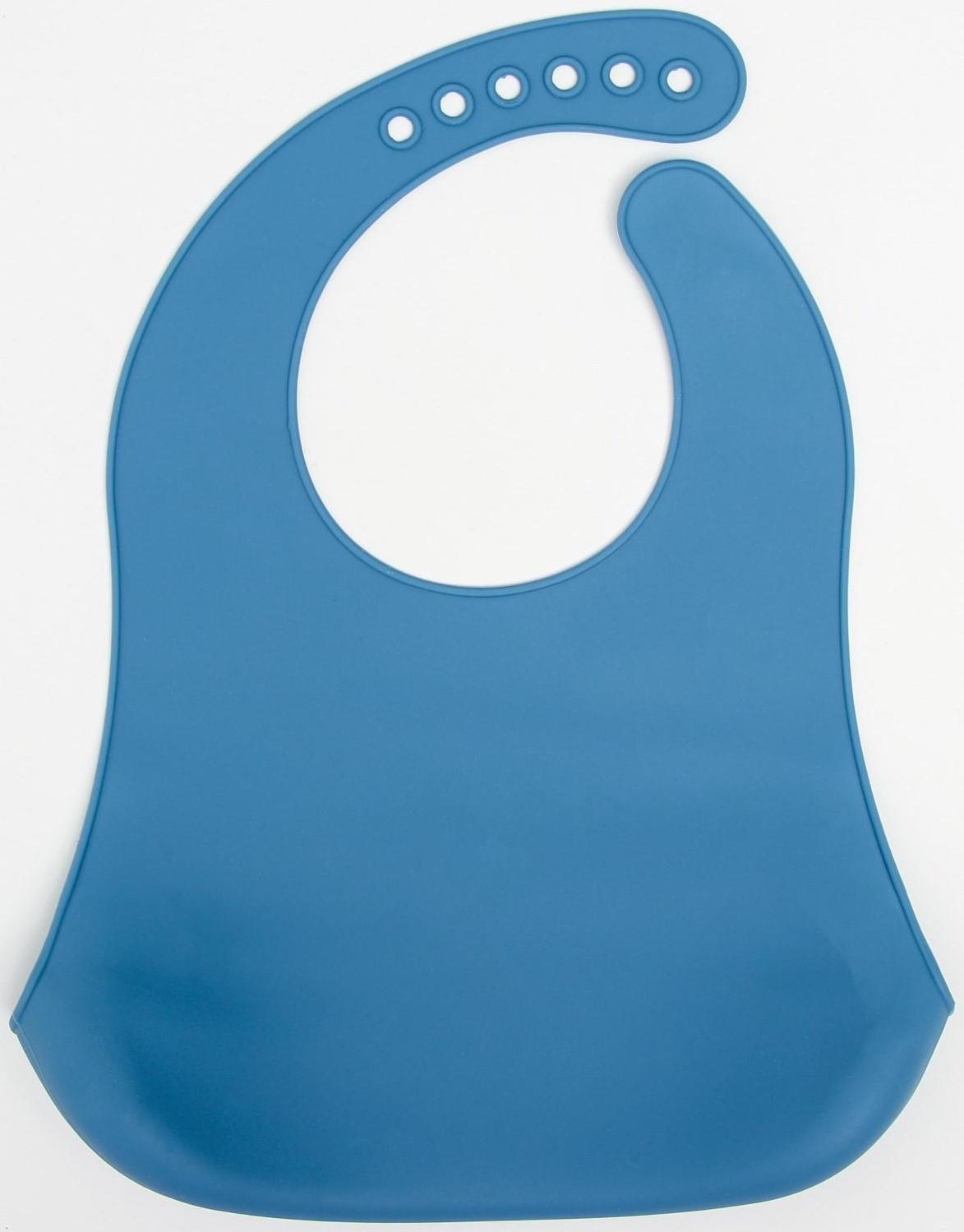 Нагрудник для кормления «Северный мишка» силиконовый с карманом, цвет синий