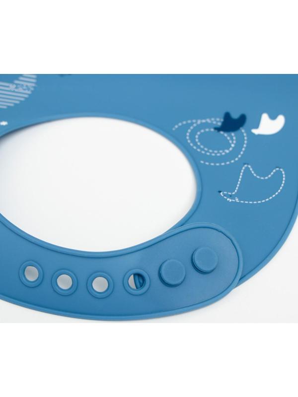 Нагрудник для кормления «Северный мишка» силиконовый с карманом, цвет синий