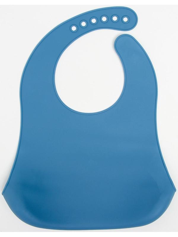 Нагрудник для кормления «Северный мишка» силиконовый с карманом, цвет синий