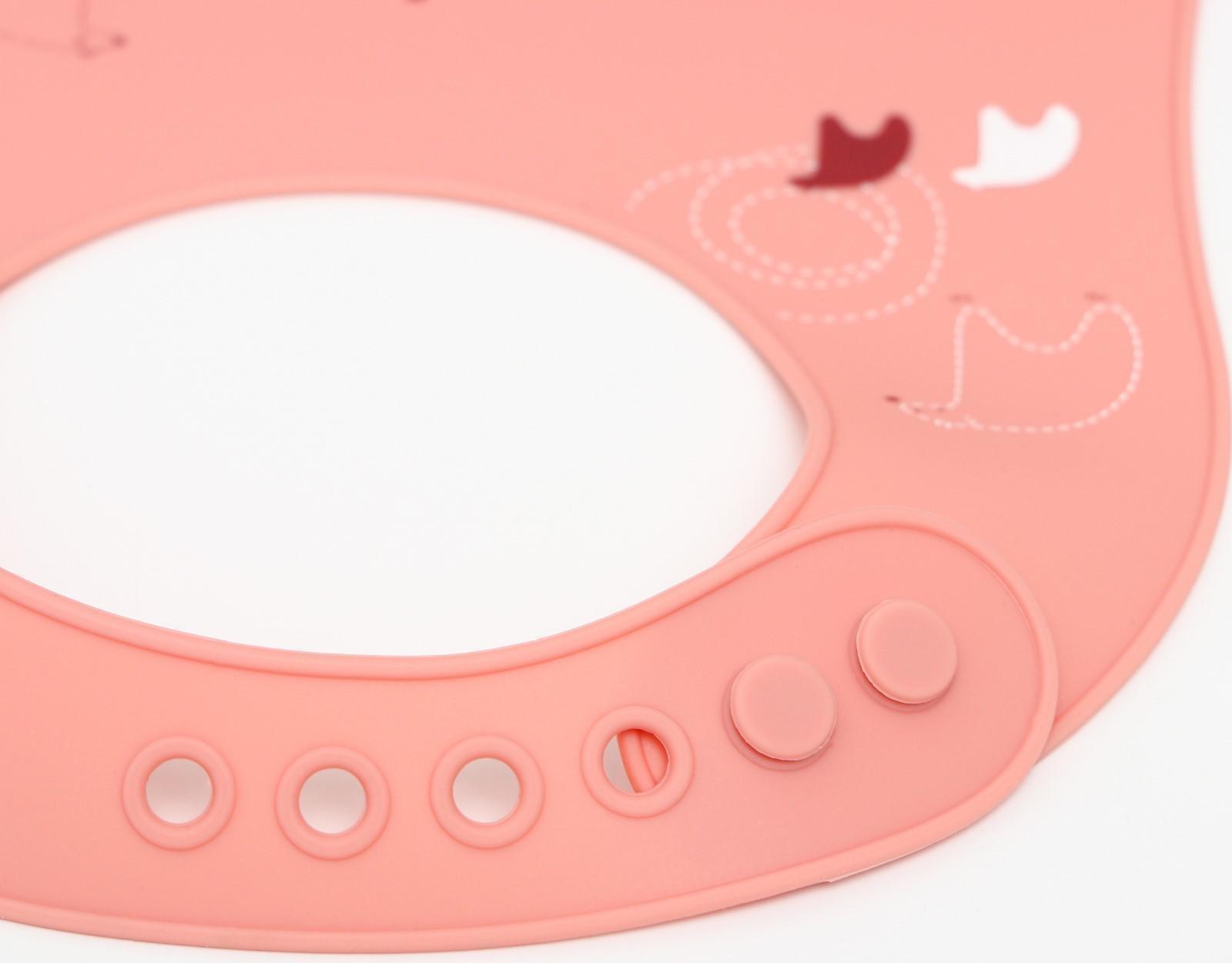 Нагрудник для кормления «Мишка на севере» силиконовый с карманом, цвет розовый