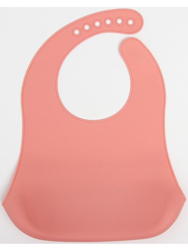 Нагрудник для кормления «Мишка на севере» силиконовый с карманом, цвет розовый