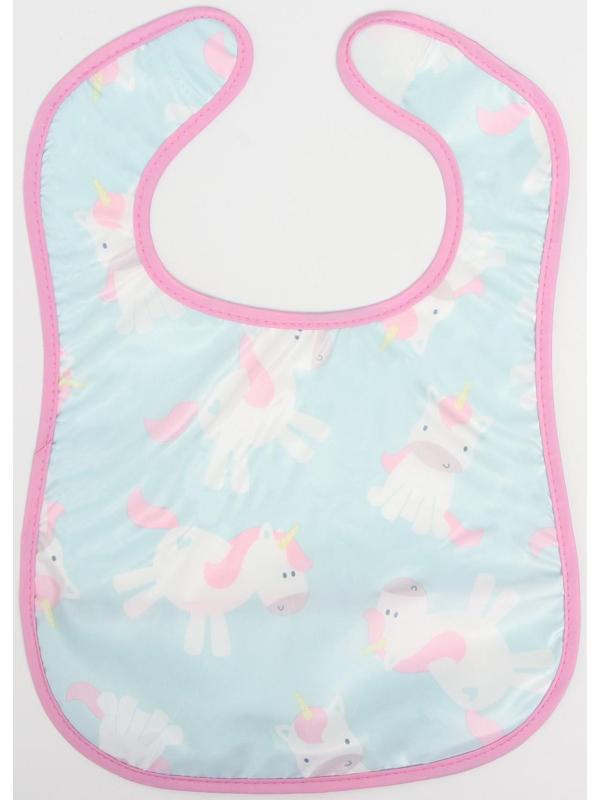 Нагрудник для кормления «Единорог» непромокаемый на липучке, с карманом