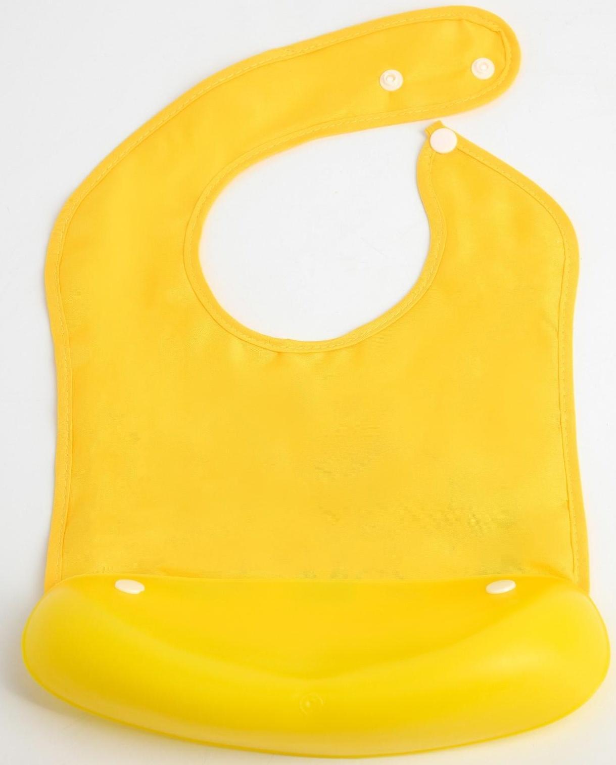 Нагрудник для кормления «Цыплята» непромокаемый на кнопке, с супер-карманом