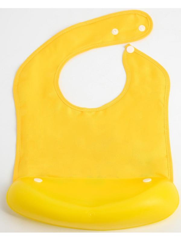 Нагрудник для кормления «Цыплята» непромокаемый на кнопке, с супер-карманом