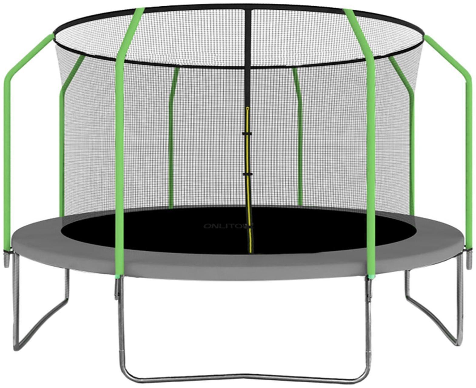 Батут ONLITOP, d=427 см, с внутренней защитной сеткой высотой 173 см + лестница, цвет серо-салатовый