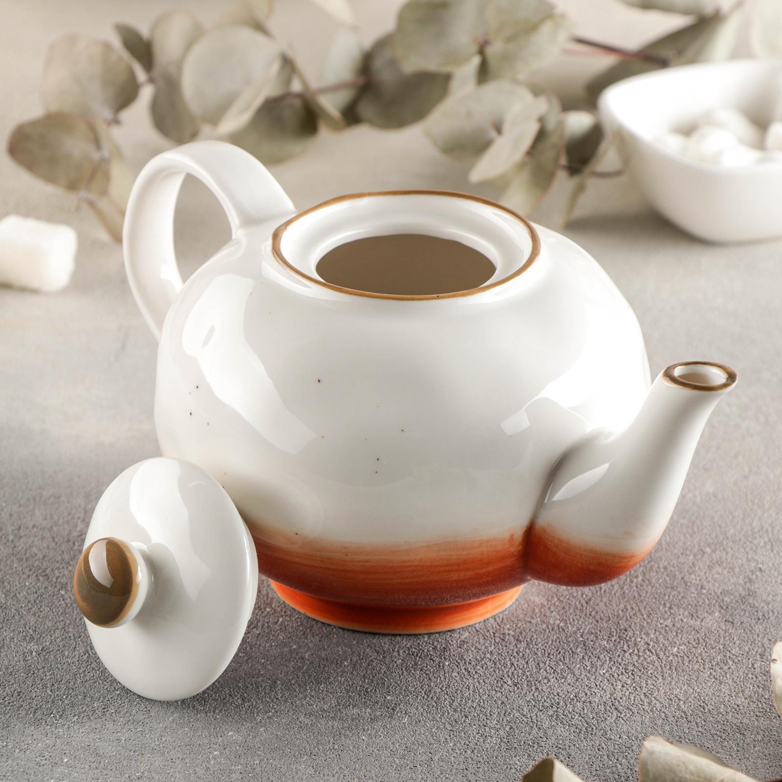 Чайник керамический заварочный Доляна «Космос», 600 мл, цвет оранжевый