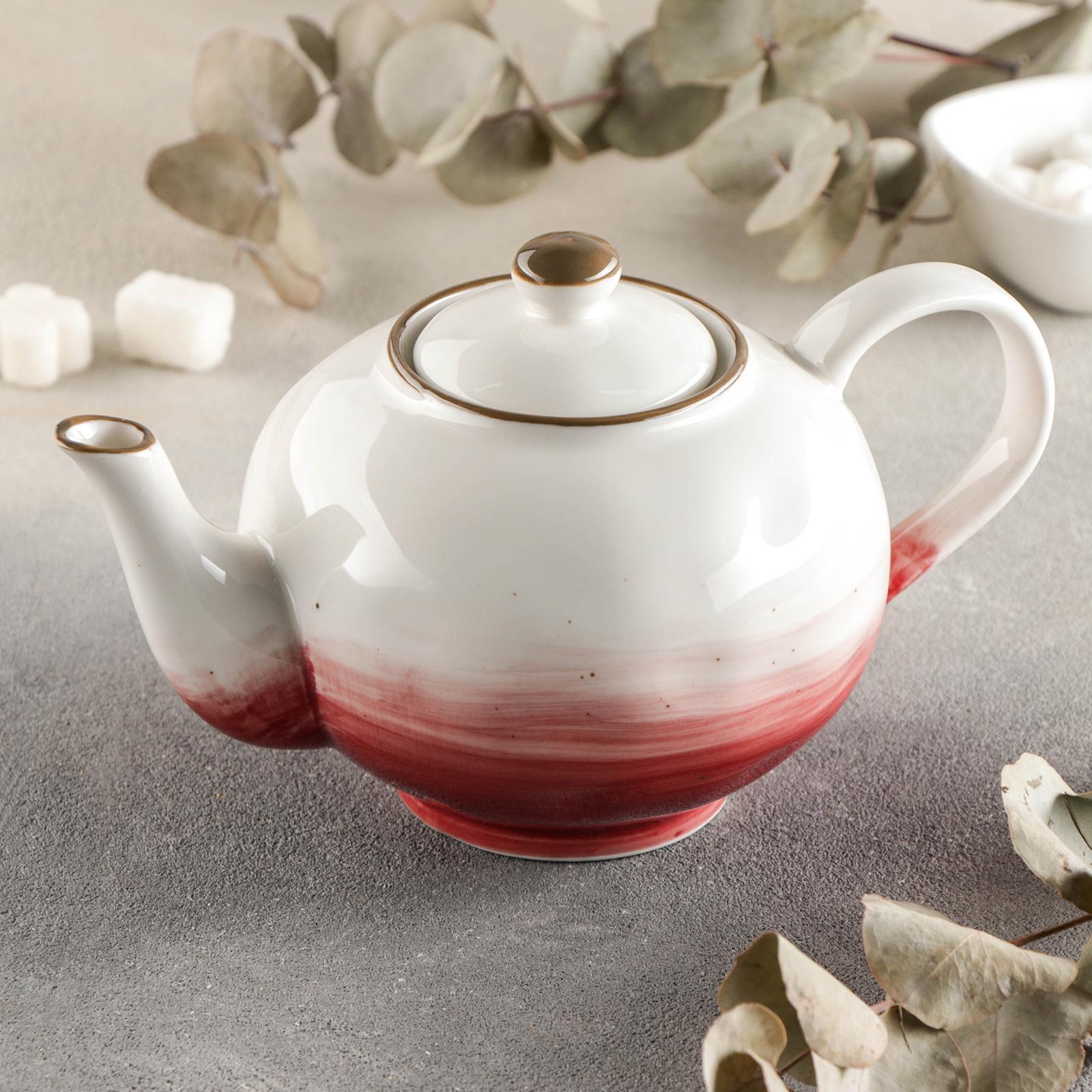 Чайник керамический заварочный Доляна «Космос», 600 мл, цвет красный