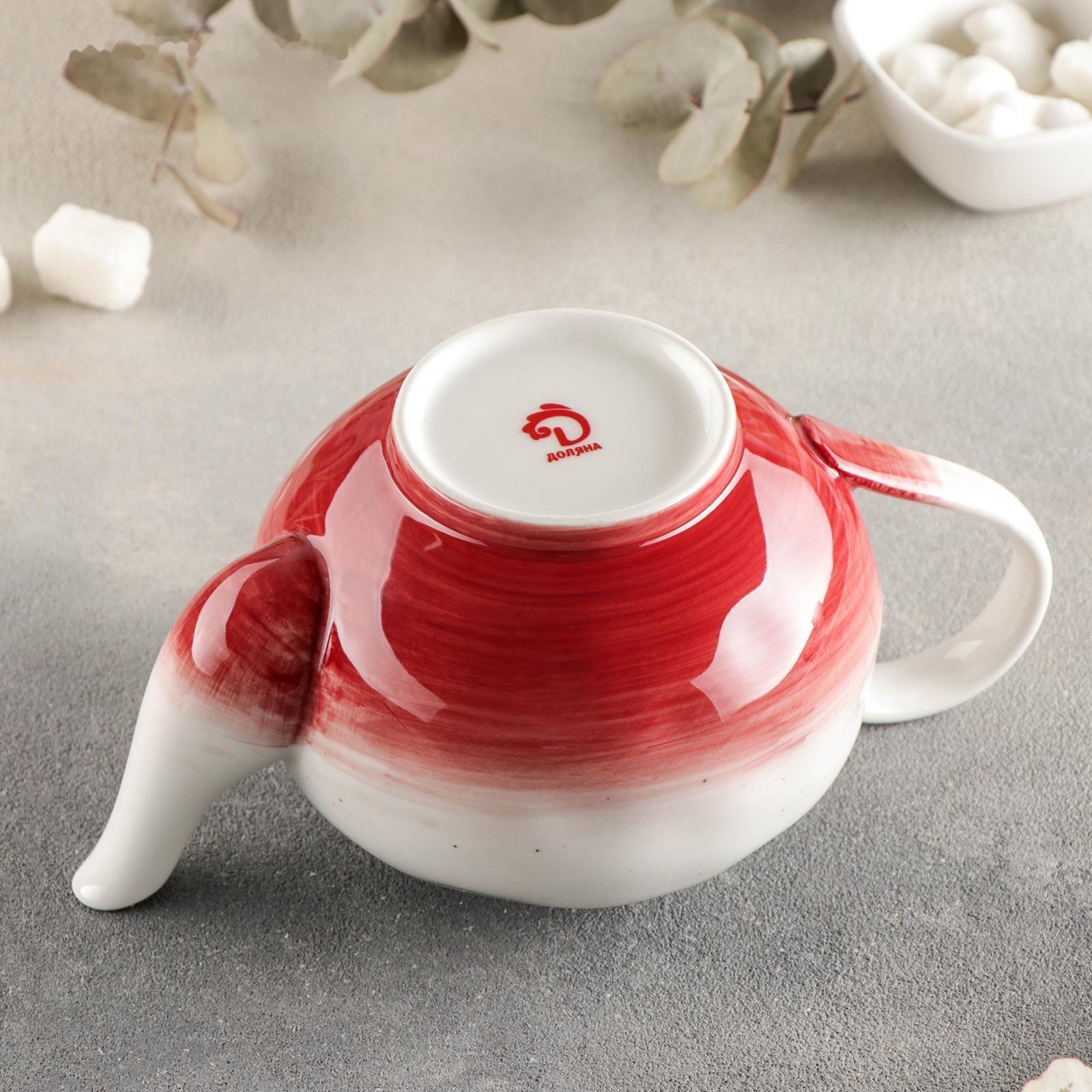 Чайник керамический заварочный Доляна «Космос», 600 мл, цвет красный