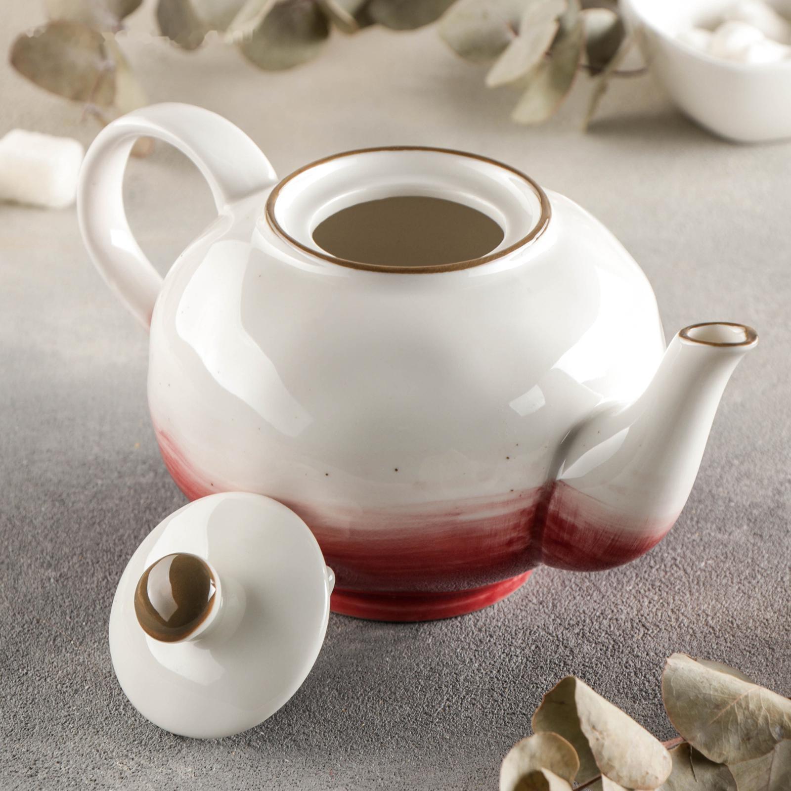 Чайник керамический заварочный Доляна «Космос», 600 мл, цвет красный