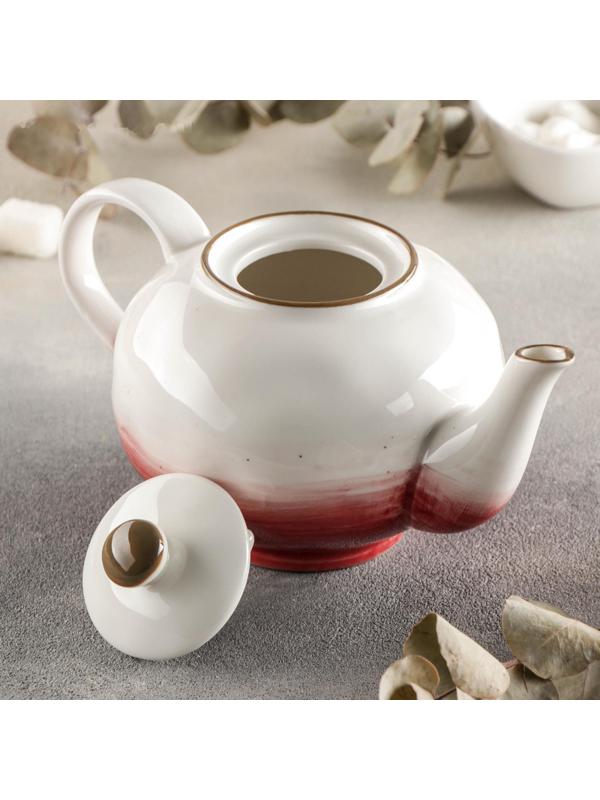 Чайник керамический заварочный Доляна «Космос», 600 мл, цвет красный