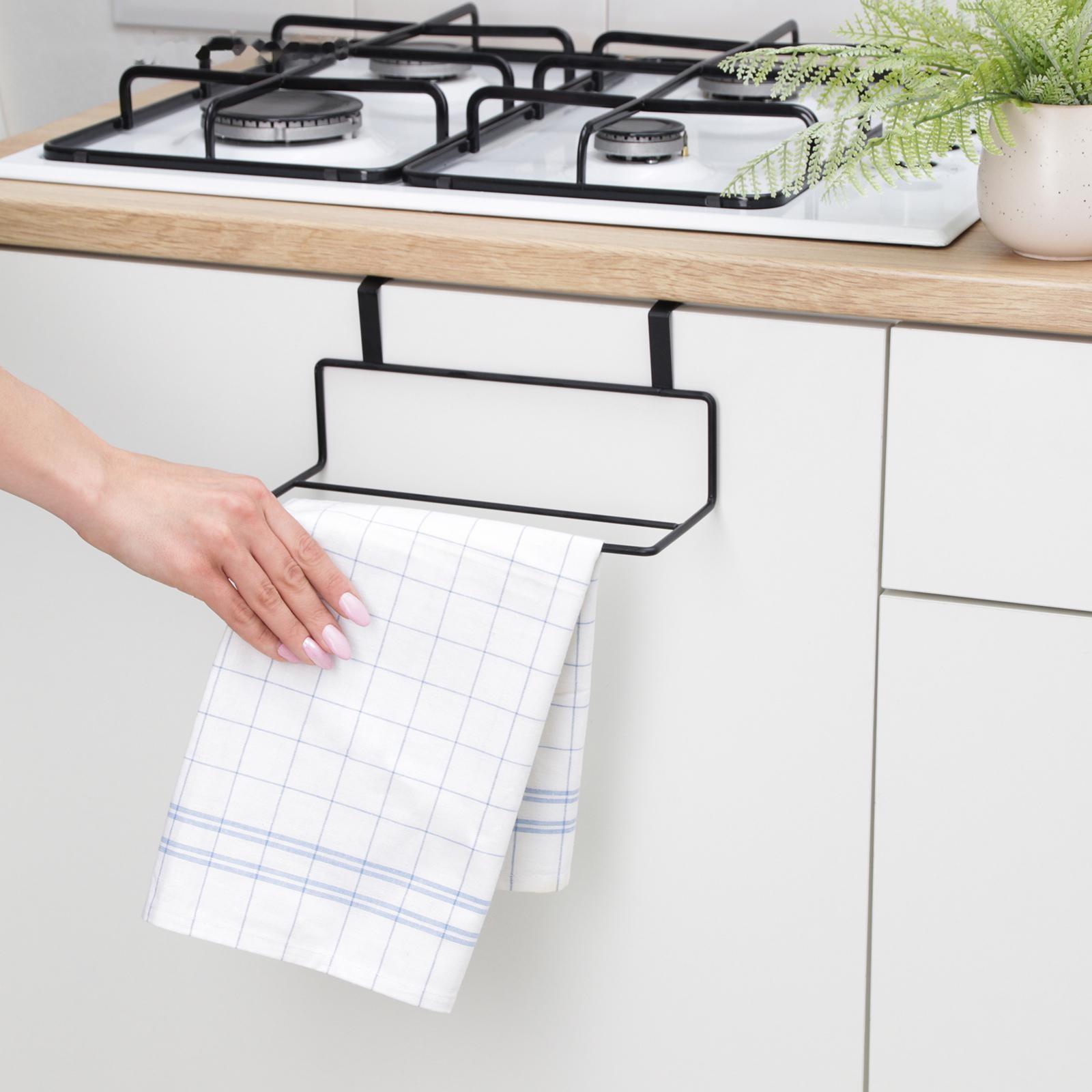 Держатель для полотенец на дверцу, 24,5×10×10 см, цвет чёрный