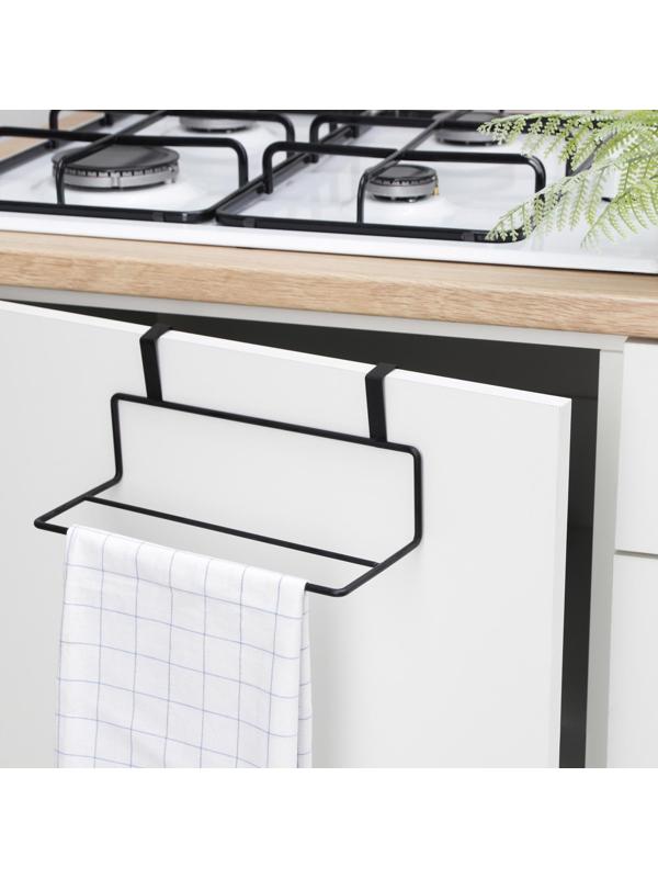 Держатель для полотенец на дверцу, 24,5×10×10 см, цвет чёрный