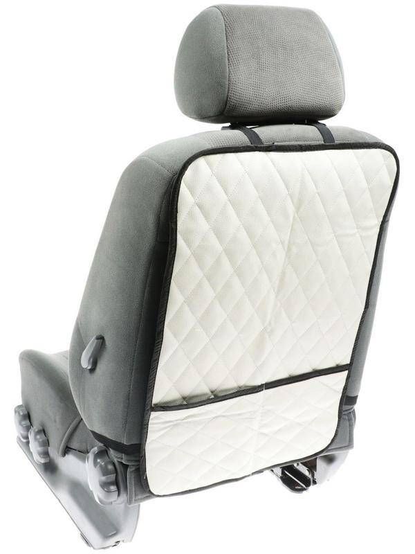 Защитная накидка на переднее сиденье 1 карман, 40×60, экокожа, стеганная, белая