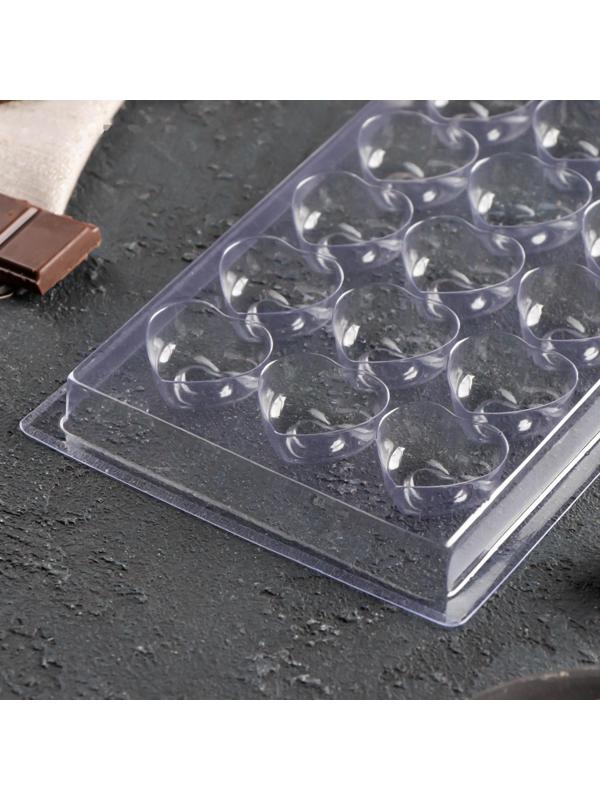 Форма для шоколада и конфет «Сердца», 18 ячеек, 22×11 см, цвет прозрачный