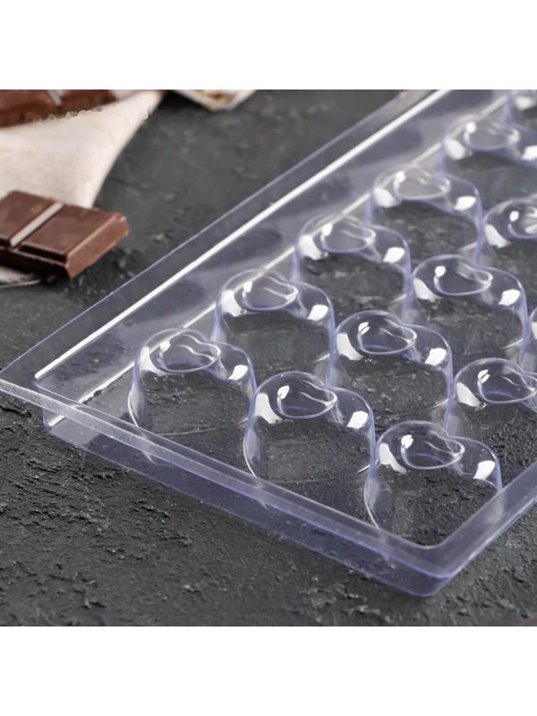 Форма для шоколада и конфет «Сердца», 18 ячеек, 22×11 см, цвет прозрачный