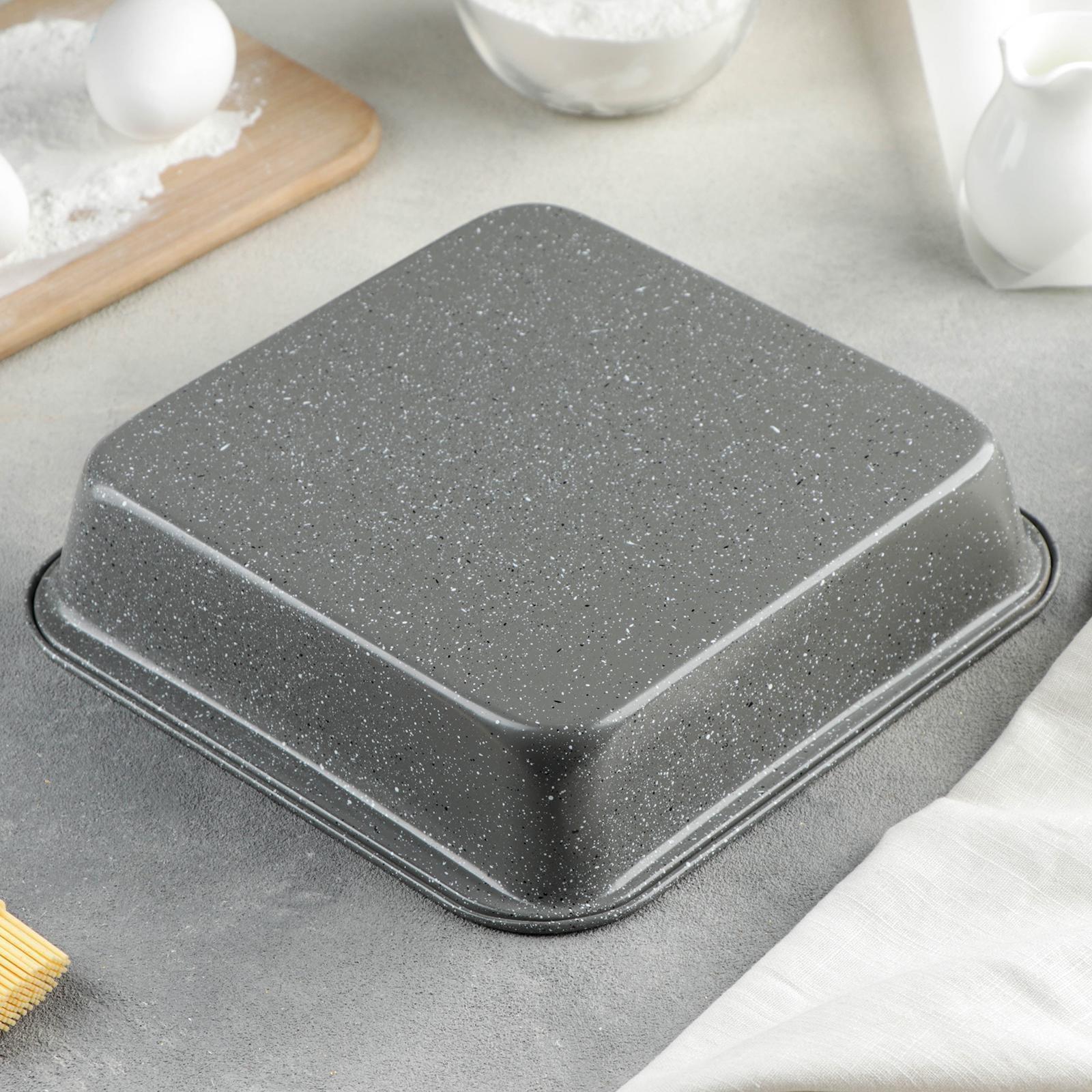 Противень Доляна «Элин. Мрамор», 22×23×5 см, антипригарное покрытие, цвет серый