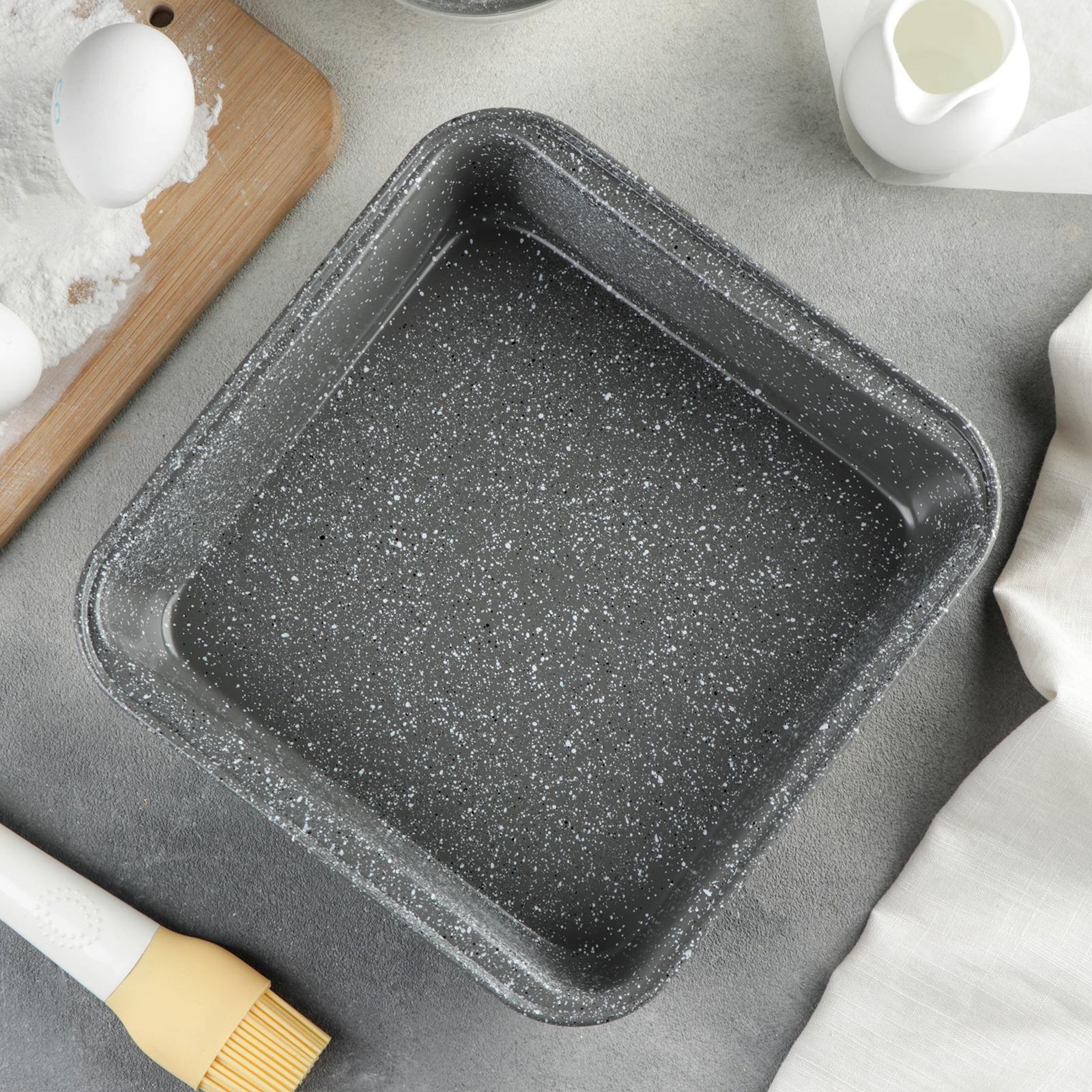 Противень Доляна «Элин. Мрамор», 22×23×5 см, антипригарное покрытие, цвет серый