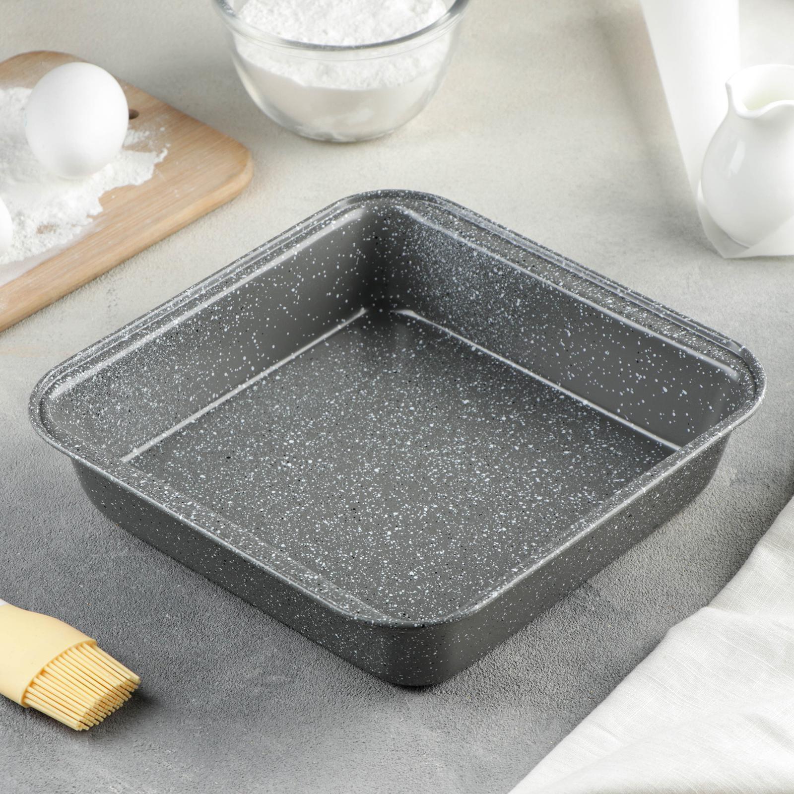 Противень Доляна «Элин. Мрамор», 22×23×5 см, антипригарное покрытие, цвет серый
