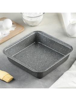 Противень Доляна «Элин. Мрамор», 22×23×5 см, антипригарное покрытие, цвет серый