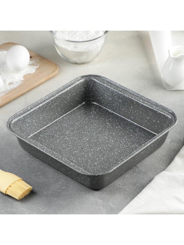 Противень Доляна «Элин. Мрамор», 22×23×5 см, антипригарное покрытие, цвет серый