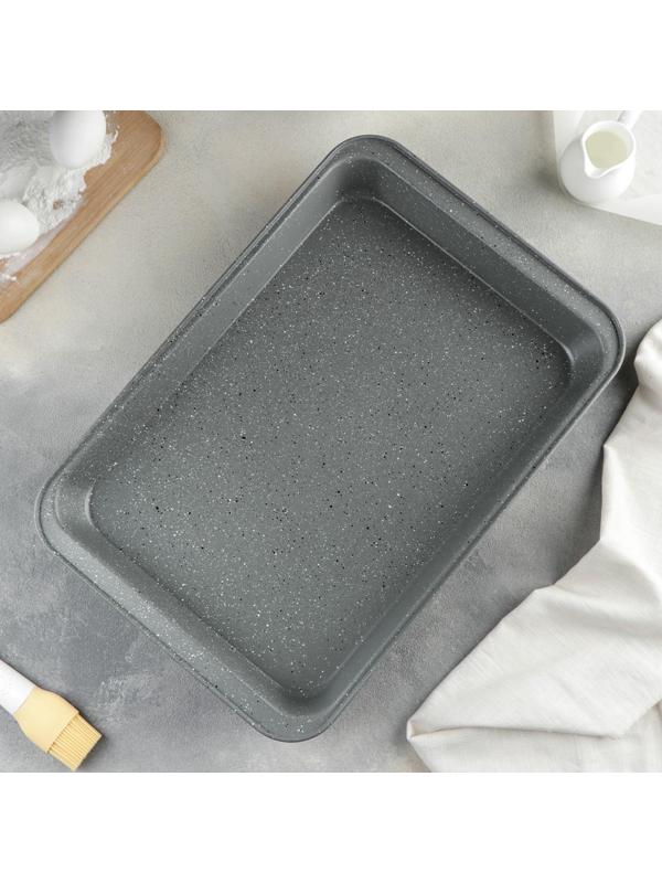 Противень для выпечки Доляна, 42×28,5×5 см, антипригарное покрытие, цвет серый