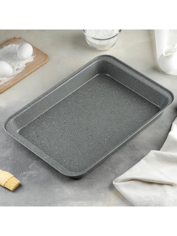 Противень для выпечки Доляна, 42×28,5×5 см, антипригарное покрытие, цвет серый