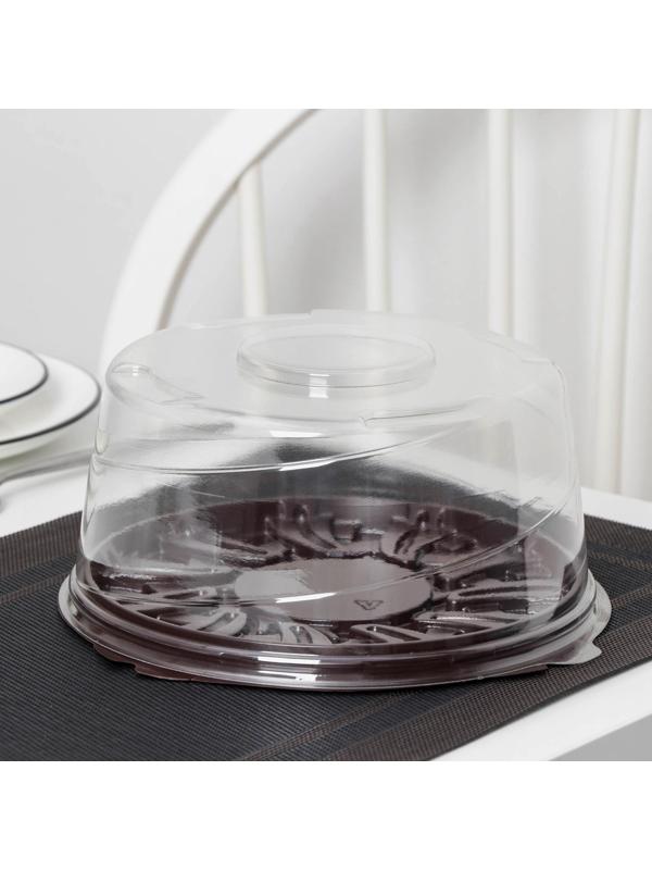Тортовница одноразровая с крышкой, 22,5×10,7 см, дно 18×9,1 см, цвет прозрачный, коричневый