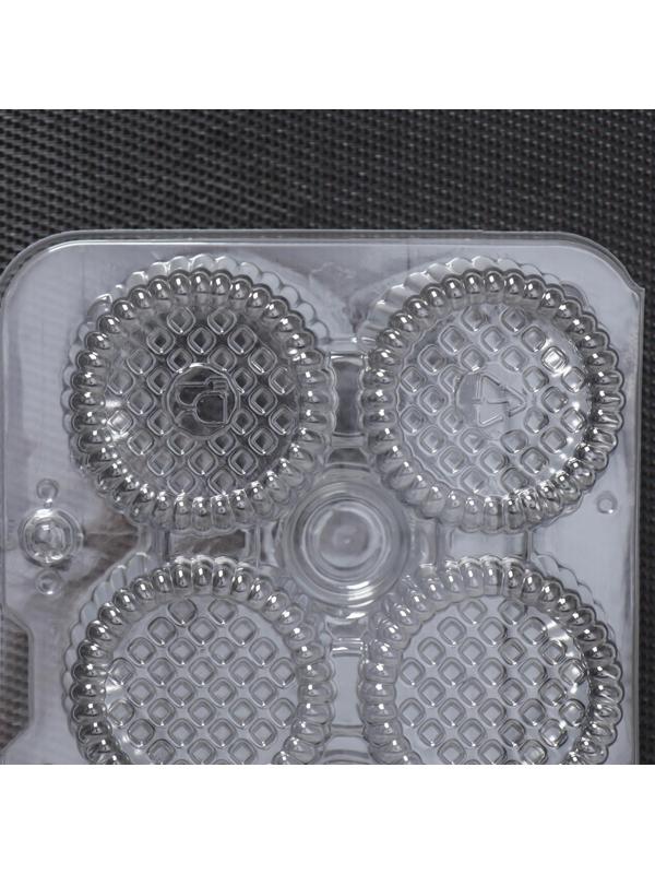 Контейнер одноразовый с неразьёмной крышкой, 19,4×14×6,5 см, 6 ячеек под пироженое, цвет прозрачный