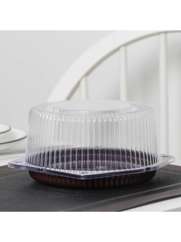 Тортовница одноразовая с крышкой, 18,1×9,6 см, дно 15,5×8,5 см, цвет прозрачный, коричневый