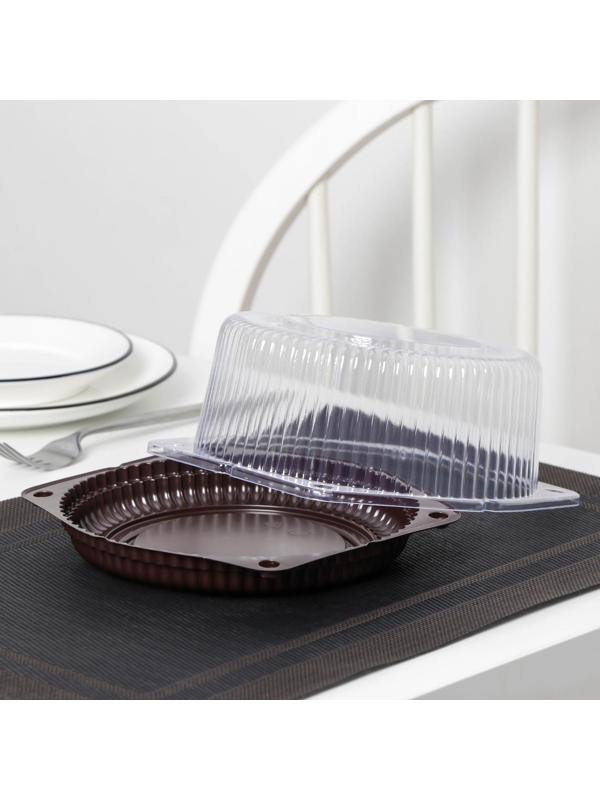 Тортовница одноразовая с крышкой, 18,1×9,6 см, дно 15,5×8,5 см, цвет прозрачный, коричневый