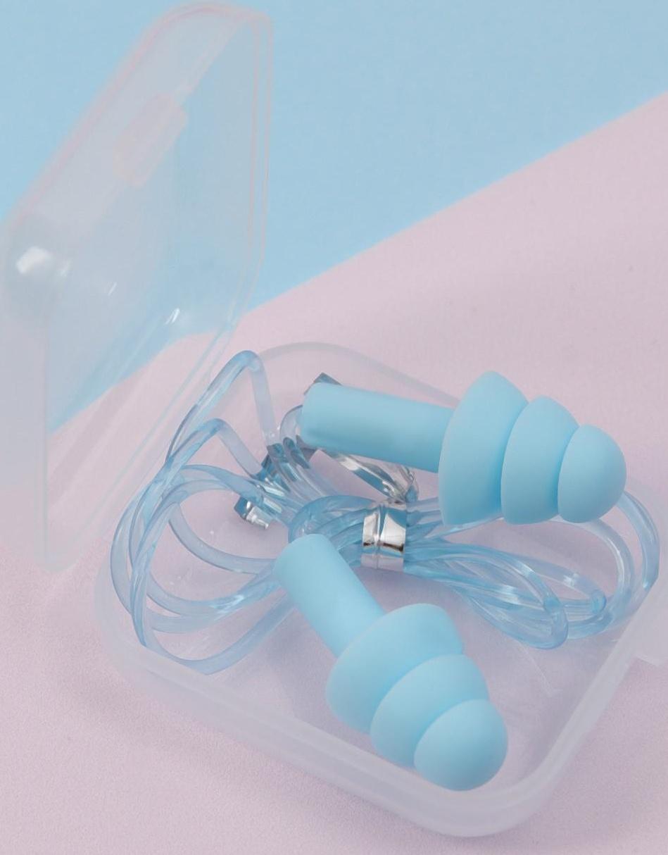 Беруши в пластиковом футляре, на силиконовом шнурке, 10 пар, цвет МИКС