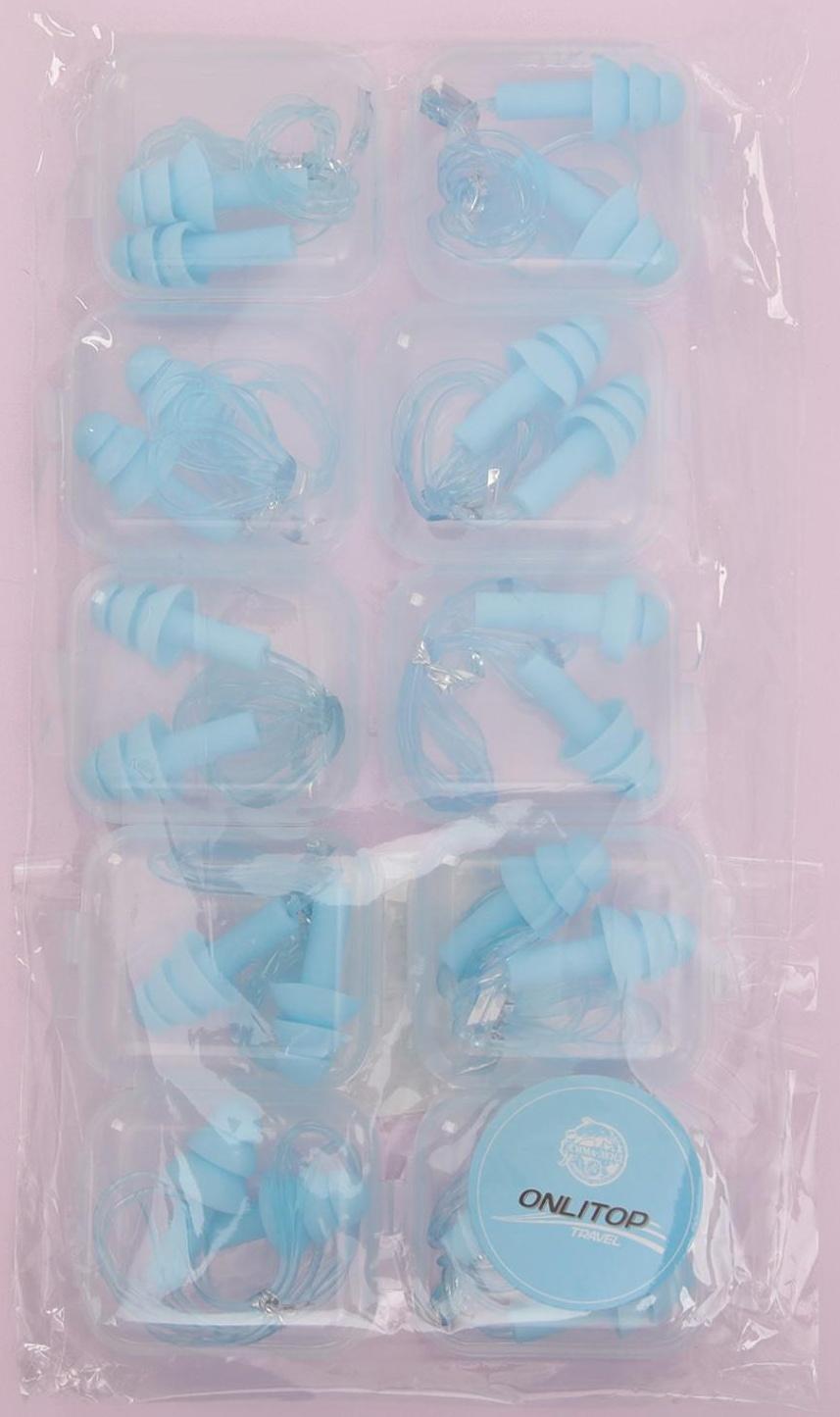 Беруши в пластиковом футляре, на силиконовом шнурке, 10 пар, цвет МИКС