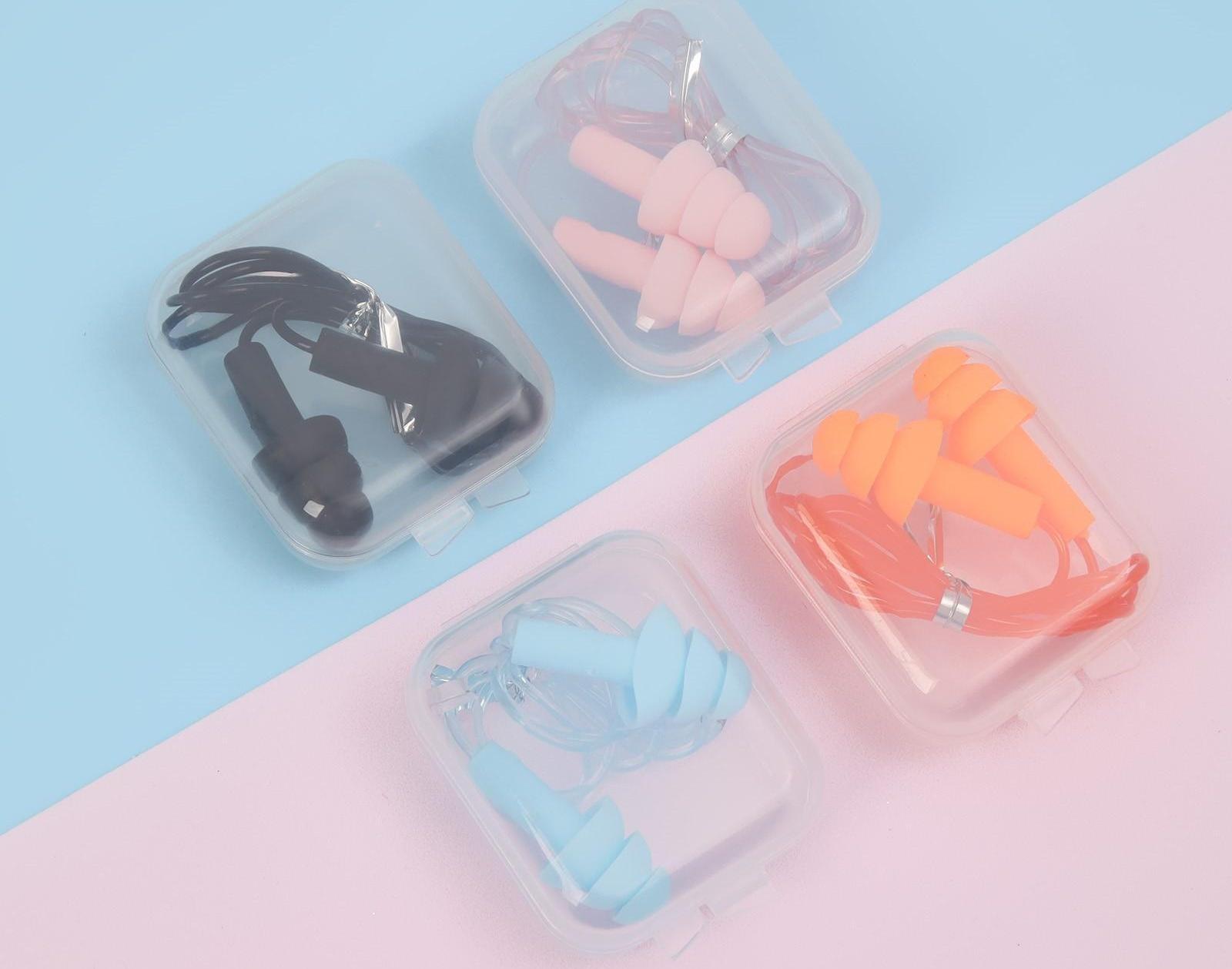 Беруши в пластиковом футляре, на силиконовом шнурке, 10 пар, цвет МИКС