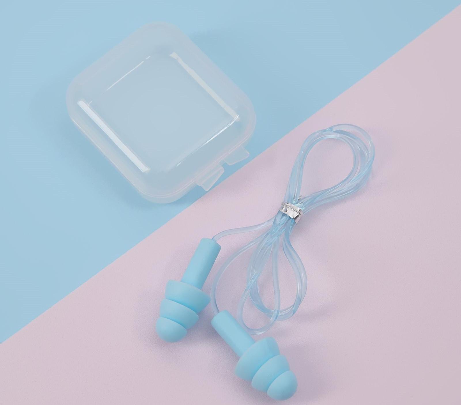 Беруши в пластиковом футляре, на силиконовом шнурке, 10 пар, цвет МИКС