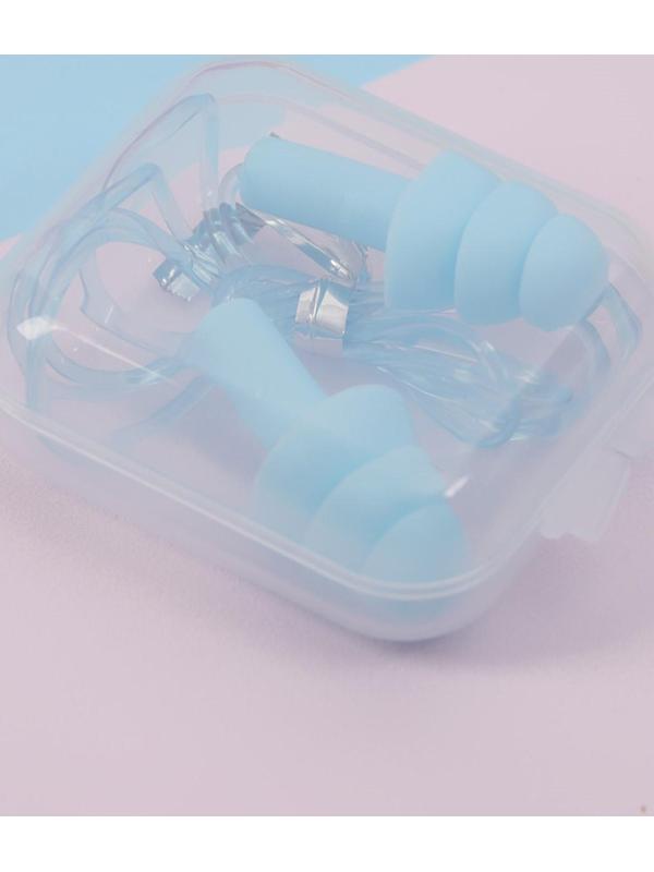 Беруши в пластиковом футляре, на силиконовом шнурке, 10 пар, цвет МИКС