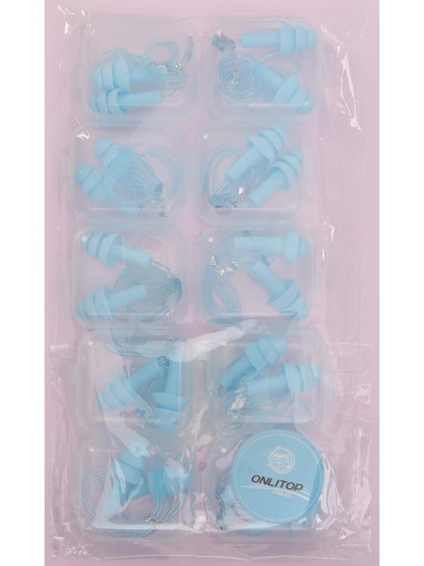 Беруши в пластиковом футляре, на силиконовом шнурке, 10 пар, цвет МИКС