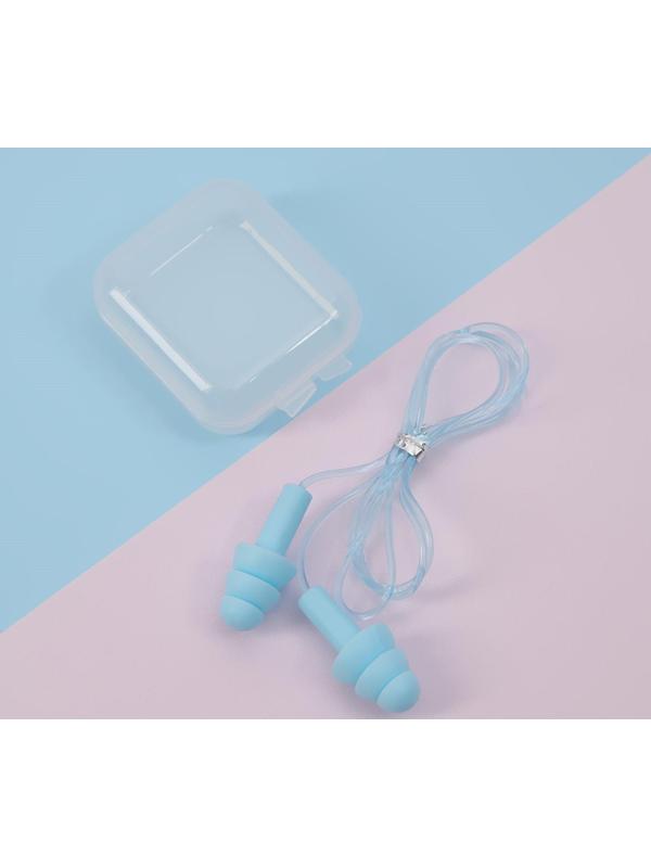 Беруши в пластиковом футляре, на силиконовом шнурке, 10 пар, цвет МИКС