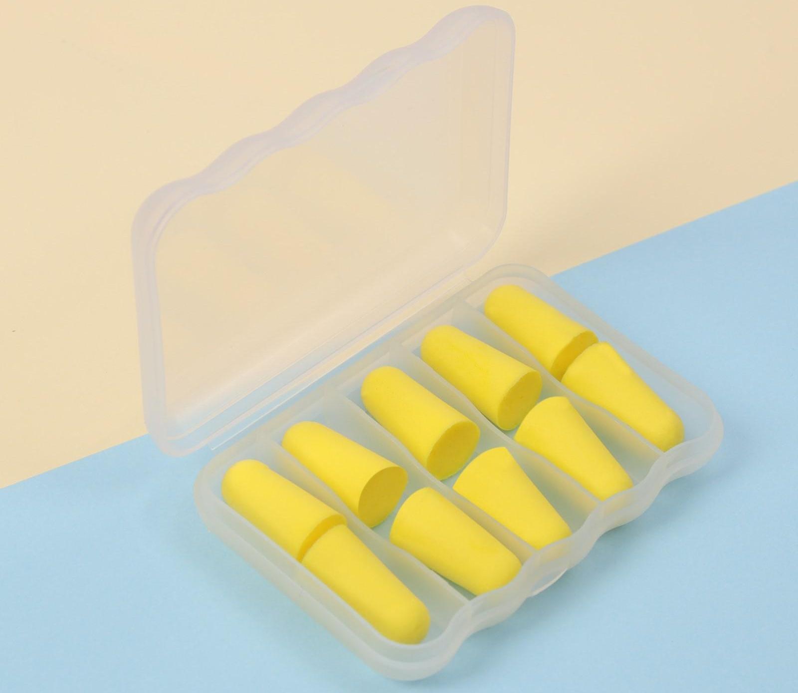 Беруши в пластиковом футляре, 5 пар, цвет МИКС