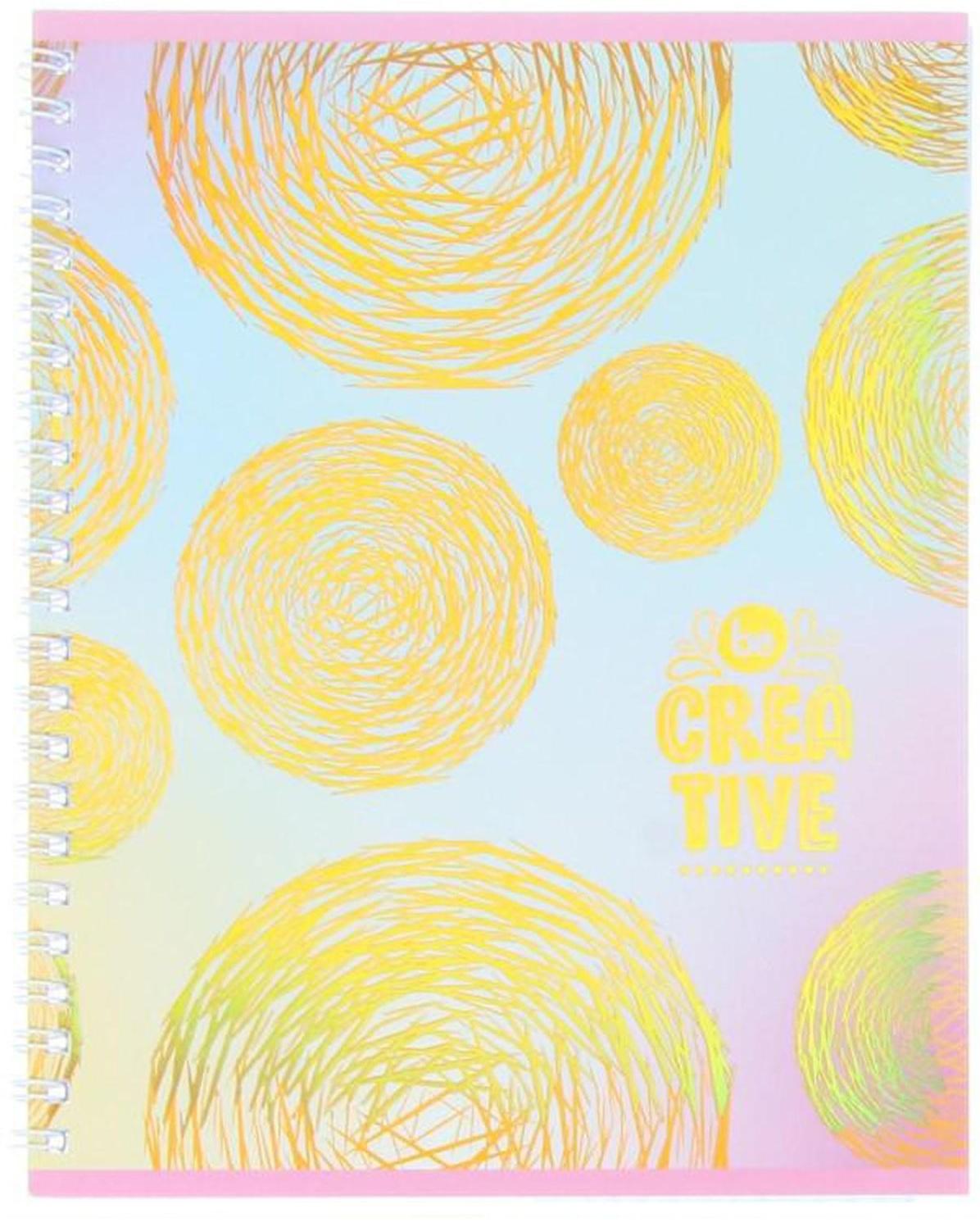 Тетрадь 60 листов в клетку на гребне Be creative, обложка мелованный картон, тиснение фольгой, блок офсет, МИКС